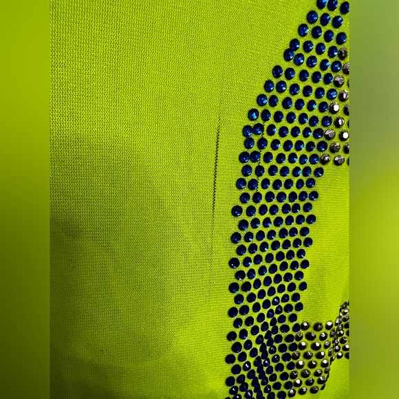 DOLLS KILL Neon Yellow Embellished Romper Women’s Sz L - Picture 4 of 9